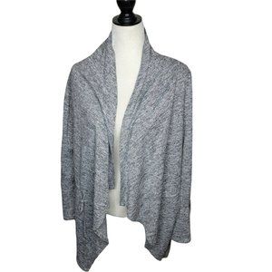 August Silk Open-Front Cardigan Size Large Gray Pockets